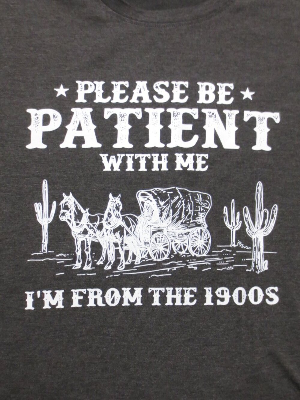 PLEASE BE PATIENT WITH ME-I'M FROM THE 1900s gray CREW soft TEE t-shirt SIZE 2XL